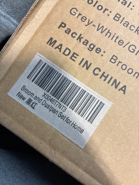 Condition photo showing New/Like New for NACENA Broom and Dustpan Set, 52-in Long Adjustable Handle Broom Dustpan Combo with Dustpan Teeth to Automatically Clean Hair Suitable for Home Kitchen Office Hall Floor?Black&Red? 1 Pack Black Red