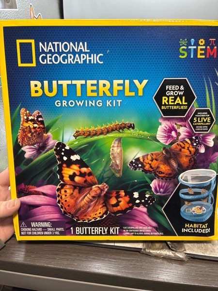 Condition photo showing New/Like New for NATIONAL GEOGRAPHIC Butterfly Growing Kit - Butterfly Habitat Kit with Voucher to Redeem 5 Caterpillars (S&H Not Included), Butterfly Cage, Feeder (Amazon Exclusive)