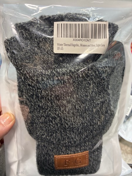 Condition photo showing New/Like New for Winter Thermal Fingerless Gloves Mittens, Knitted Convertible Mittens Flap, Warm Gloves for Women and Men Medium Light Grey