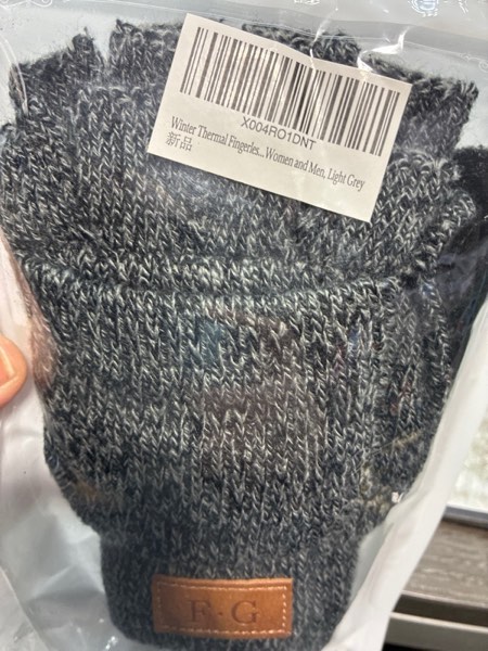 Condition photo showing New/Like New for Winter Thermal Fingerless Gloves Mittens, Knitted Convertible Mittens Flap, Warm Gloves for Women and Men Medium Light Grey