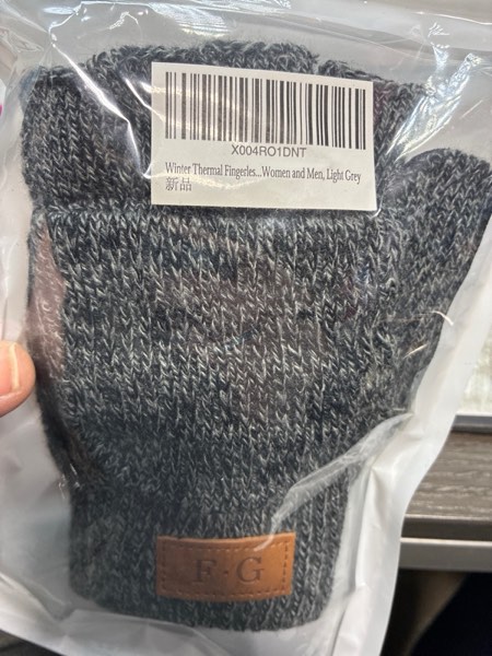 Condition photo showing New/Like New for Winter Thermal Fingerless Gloves Mittens, Knitted Convertible Mittens Flap, Warm Gloves for Women and Men Medium Light Grey