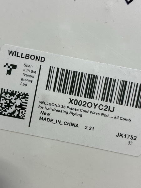 Condition photo showing New/Like New for WILLBOND 36 Pieces Cold Wave Rod Hair Perm Rods Hair Rollers Perming Curlers with Steel Rat Tail Comb for Hairdressing Styling 0.59 Inch (Pack of 36) Gray