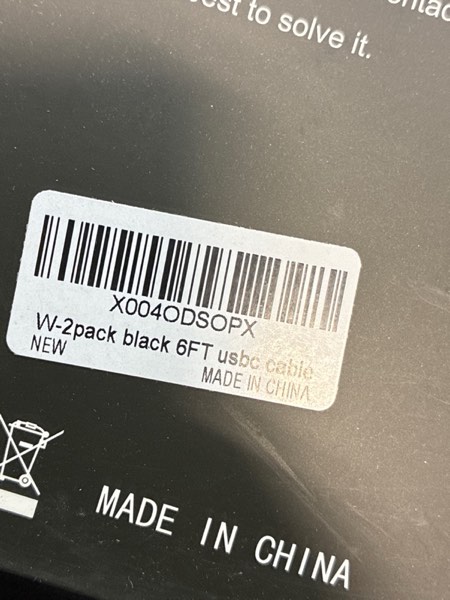 Condition photo showing New/Like New for USB C to USB C Cable, 2-Pack 6FT 60W Fast Charging Cable Type C Charger Cord for iPhone 17/17 Pro/17 Pro Max/Air/16/15 Pro Max/Plus, iPad, MacBook, Galaxy S25/S24/S23, Pixel 10/9/8/7, Tablet, Android 6FT Black