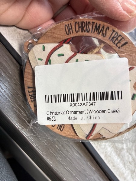 Condition photo showing New/Like New for Christmas Tree Cake Ornaments, Funny Wooden Snack Cake Christmas Tree Shaped Hanging Ornaments, Unique Xmas Gifts Exchange Decorations Ornament Cake