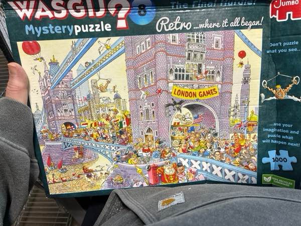 Condition photo showing Good Condition for Wasgij Retro Mystery 8, The Final Hurdle - 1000 Piece Jigsaw Puzzles for Adults - Challenging & Brainteasing Adults Jigsaw Puzzle, Puzzle What Happens Next - 100% Recycled Cardboard, 1000pcs, Jumbo