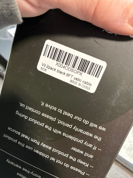 Condition photo showing New/Like New for USB C to USB C Cable, 2-Pack 6FT 60W Fast Charging Cable Type C Charger Cord for iPhone 17/17 Pro/17 Pro Max/Air/16/15 Pro Max/Plus, iPad, MacBook, Galaxy S25/S24/S23, Pixel 10/9/8/7, Tablet, Android 6FT Black