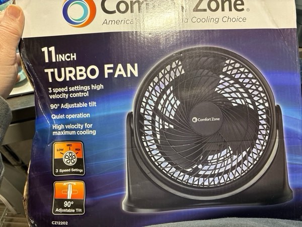 Condition photo showing New/Like New for Comfort Zone 11-Inch High-Velocity Tabletop Air Circulator Fan, Quiet Personal Fan with 3 Speeds & 90° Adjustable Tilt – Portable Desk Fan for Home, Bedroom, or Office, Black