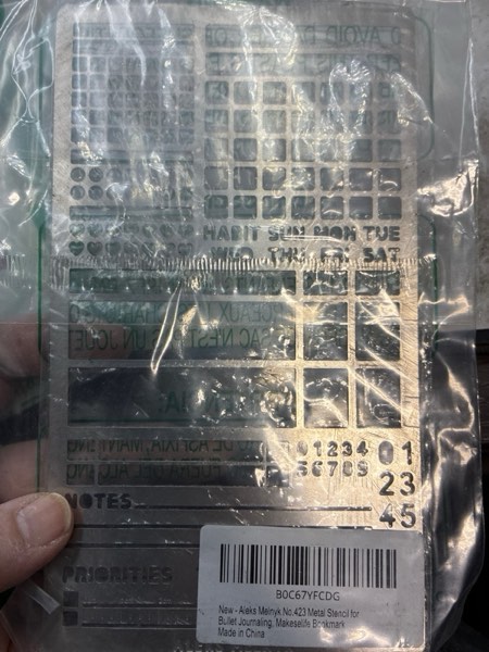 Condition photo showing New/Like New for Aleks Melnyk No.423 Metal Stencil for Bullet Journaling, Bookmark, Planning, Banners, Lines, Lists, Planner Stamps, Habit Tracker, Dot Journal Stencil for Diary, Template, Scrapbook
