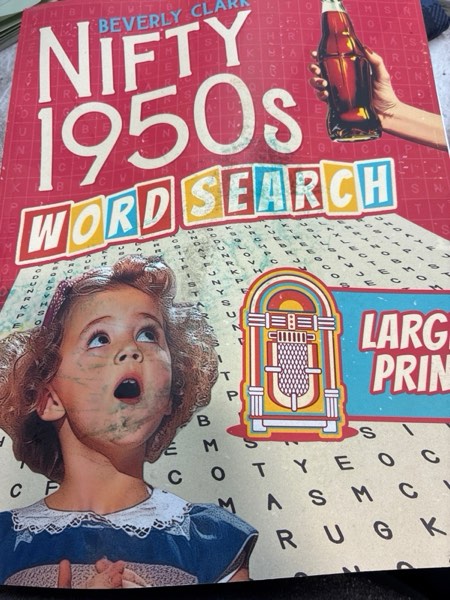 Condition photo showing New/Like New for The Nifty 1950s Large Print Word Search for Adults: Deliciously Nostalgic Wordfind Puzzle Book for Adults & Seniors - Easy, Relaxing & Big Font Puzzles All About the 1950s! (Gifts for Women & Men)