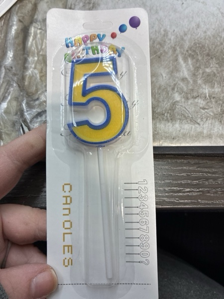 Condition photo showing New/Like New for Yellow and Blue Birthday Candle Number 5 Candle Yellow Blue Cake Topper Cartoon Birthday Theme Decorations for Boys Girls Kids Cartoon Animated Decor Supplies (Number 5)