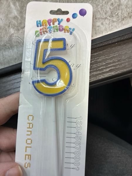 Condition photo showing New/Like New for Yellow and Blue Birthday Candle Number 5 Candle Yellow Blue Cake Topper Cartoon Birthday Theme Decorations for Boys Girls Kids Cartoon Animated Decor Supplies (Number 5)
