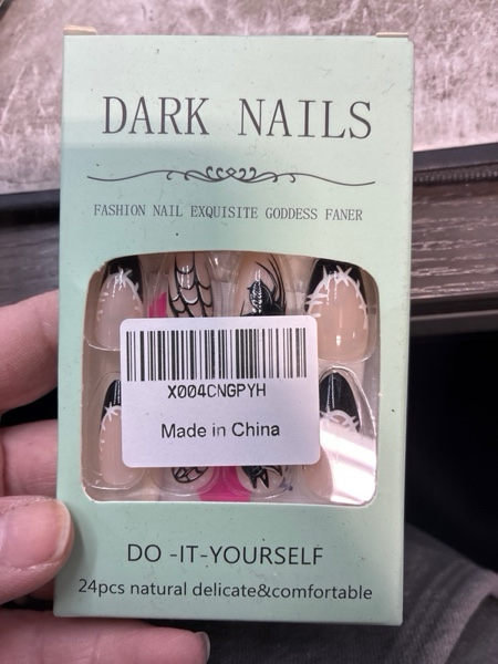 Condition photo showing New/Like New for 24 Pcs Halloween Nails Medium Press on Nails Almond Fake Nails Black French Tip False Nails with Spider and Spider Web Pattern Designs Full Cover Glue on Nails Acrylic Nails for Women and Girls