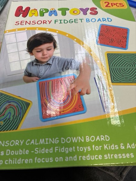 Condition photo showing New/Like New for Sensory Activity Board for Kids & Adults:Double-Sided Stress Relif Sensory Board Toys with 40 Strings & Storage Bag | Quiet Fidget Board for ADHD & Autism Boys Girls Ages 3 4 5 6 7 8 9 10?2PCS 2PCS-Orange+Green