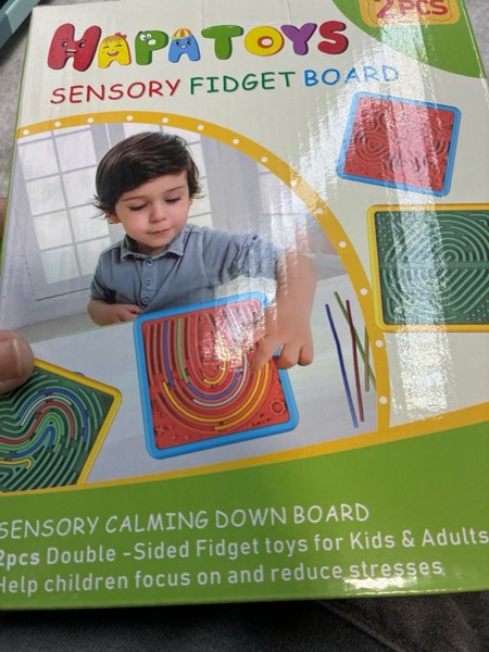 Condition photo showing New/Like New for Sensory Activity Board for Kids & Adults:Double-Sided Stress Relif Sensory Board Toys with 40 Strings & Storage Bag | Quiet Fidget Board for ADHD & Autism Boys Girls Ages 3 4 5 6 7 8 9 10?2PCS 2PCS-Orange+Green