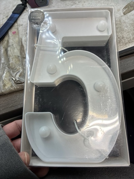 Condition photo showing New/Like New for LED Marquee Letter, Light Up Letters, letters for wall decor, Perfect for Parties, Weddings, Store Decorations(5), Waterproof Yard Sign with Neon Effect White 5