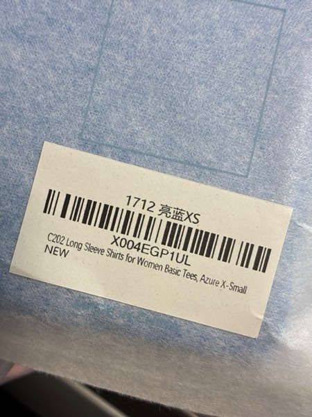 Condition photo showing New/Like New for C202 Women's Long Sleeve Shirts Crew Neck Slim Fit Going Out Tops Basic Tees Barely There Collection Azure X-Small