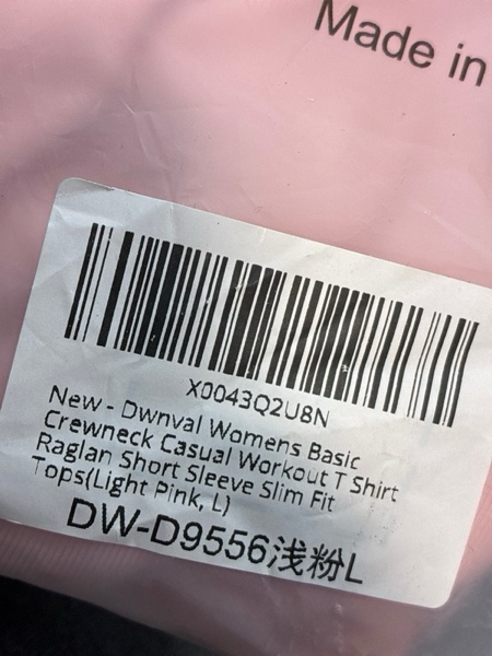 Condition photo showing New/Like New for Dwnval Womens Basic Summer Short Sleeve Crewneck T Shirt Raglan Ribbed Knitted Slim Fit Casual Going Out Tops X-Small Light Pink