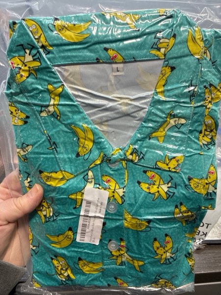 Condition photo showing New/Like New for Men's Golf Polo Shirt Performance Moisture Wicking Quick Dry Short Sleeve Shirts Funny Slim Fit Golf Shirt for Men Large Banana