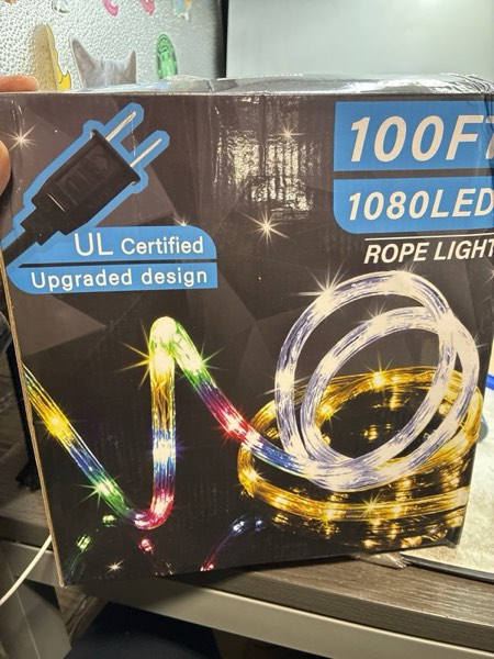Condition photo showing New/Like New for 100ft 1080 LED Rope Lights Christmas Outdoor Waterproof, Flexible Connectable Tube Lights with 8 Modes, String Lights Decorative Lighting for Garden Patio Tree Bedroom Xmas Decor(White) White 1080LEDS