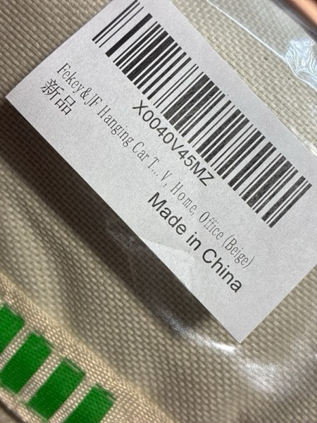 Condition photo showing New/Like New for Fekey&JF Hanging Car Trash Can with Storage Pockets, Waterproof Leakproof Oxford Auto Garbage Bag, Multi-Use Organizer for Outdoor Traveling, Foldable Trash Bin for Truck, SUV, Home, Office (Beige)