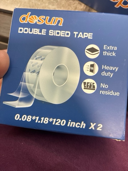 Condition photo showing New/Like New for dosun Double-Sided Tape, 0.08Inch Thick Heavy Duty Enhanced Transparent Adhesion Tape. 2 Rolls Reusable Mounting Tape, Nano Tape for Poster Carpet Picture Hanging Strip Rug Wall Outdoor (20FT)