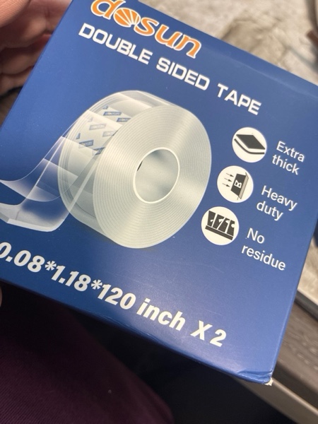 Condition photo showing New/Like New for dosun Double-Sided Tape, 0.08Inch Thick Heavy Duty Enhanced Transparent Adhesion Tape. 2 Rolls Reusable Mounting Tape, Nano Tape for Poster Carpet Picture Hanging Strip Rug Wall Outdoor (20FT)