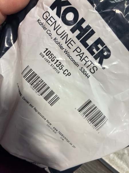 Condition photo showing New/Like New for KOHLER 1056135-CP Genuine Part, Polished Chrome