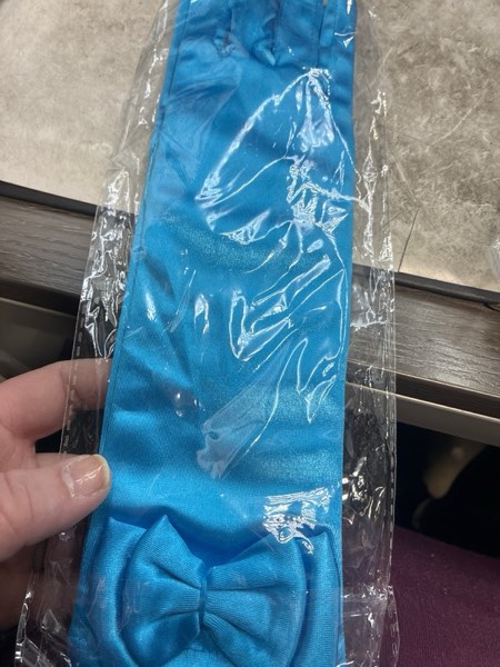 Condition photo showing New/Like New for Girls Princess Long Satin Gloves with Bow Ties - Long Gloves for Girls & Women - Blue
