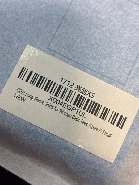 Condition photo showing New/Like New for C202 Women's Long Sleeve Shirts Crew Neck Slim Fit Going Out Tops Basic Tees Barely There Collection Azure X-Small