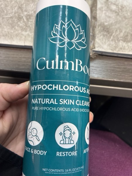 Condition photo showing New/Like New for CulmBoo, Hypochlorous Acid Spray for Face & Skin - HOCl, Acne Prone Skin, Eczema, Natural Tattoo Aftercare, Piercing Aftercare Spray, Eye Lash Cleanser, Face Mist Toner, Wound Care Cleanser, 16 Fl Oz