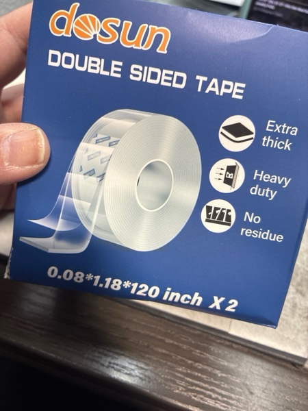 Condition photo showing New/Like New for dosun Double-Sided Tape, 0.08Inch Thick Heavy Duty Enhanced Transparent Adhesion Tape. 2 Rolls Reusable Mounting Tape, Nano Tape for Poster Carpet Picture Hanging Strip Rug Wall Outdoor (20FT)