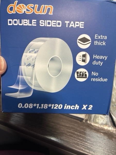 Condition photo showing New/Like New for dosun Double-Sided Tape, 0.08Inch Thick Heavy Duty Enhanced Transparent Adhesion Tape. 2 Rolls Reusable Mounting Tape, Nano Tape for Poster Carpet Picture Hanging Strip Rug Wall Outdoor (20FT)