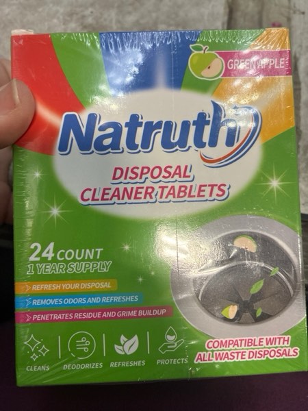 Condition photo showing New/Like New for NATRUTH Garbage Disposal Cleaner Deodorizer Tablets 24 Pack - Fresh Apple Foaming Scrub Sink and Disposer Freshener, Natural Kitchen Drain Cleaning Tablet - 1 Year Supply