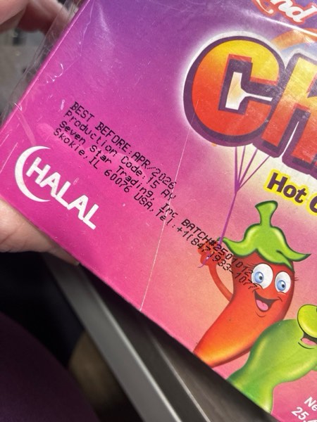Condition photo showing New/Like New for Chili Mili (spicy jelly candy- halal) box of 24pkts