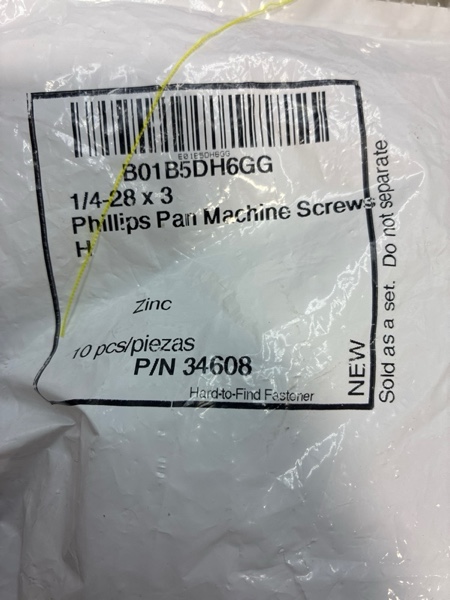 Condition photo showing New/Like New for 014973457624 Phillips Pan Machine Screws, 1/4-28 x 3, 10 Count (Pack of 1)