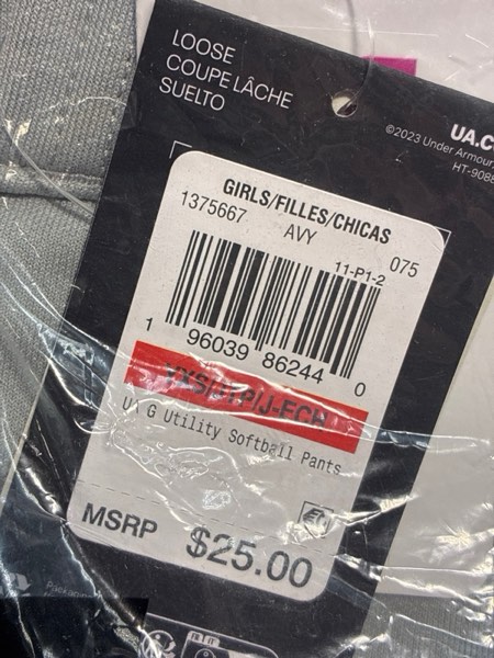 Condition photo showing New/Like New for Under Armour Kids Utility Softball Pants 22 (Big Kids) Girl's Clothing Baseball Gray/Black : XS (7 Big Kid), Polyester