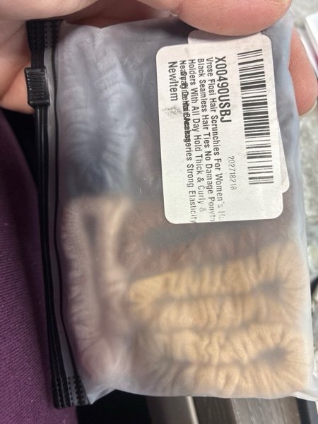 Condition photo showing New/Like New for Hair Scrunchies For Women's Hair Black Seamless Hair Ties No Damage Ponytail Holders With All Day Hold Thick & Curly & Heavy Fine Hair Accessories Strong Elasticity No Snag Dents Breakage