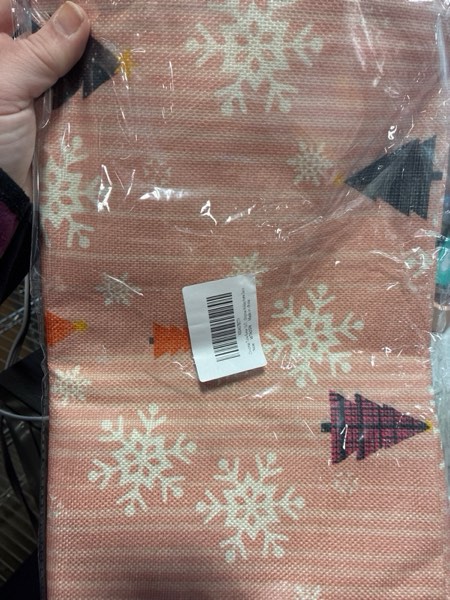 Condition photo showing New/Like New for Christmas Table Runner 13x72 Inch Snowman Xmas Trees Snowflakes Winter Pink Table Runner Christmas Table Decorations for Kitchen Dining Christmas Holiday Home Decor