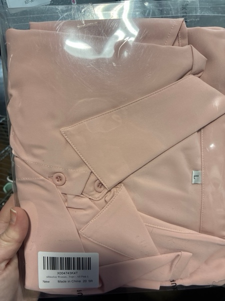 Condition photo showing New/Like New for siliteelon Womens Button Down Shirts Solid Dress Shirts Long Sleeve Flowy Collared Work Office Business Blouses Chiffon Tops Large Pink