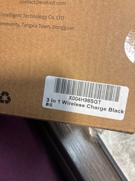Condition photo showing New/Like New for 3-in-1 Wireless Charging Station for iPhone 16 15 14 13 12, Airpods, Apple Watch, Travel Charger Station for Multiple Devices, Best Travel Gifts for Men Who Have Everything Black