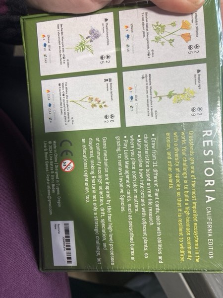 Condition photo showing New/Like New for Lina & Brent Games Restoria: Ecology Game