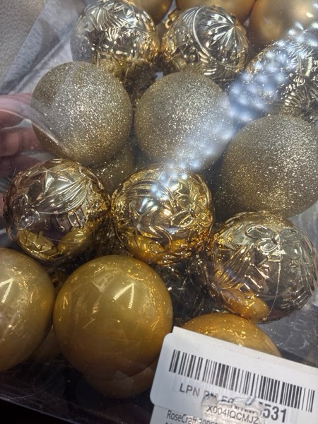 Condition photo showing New/Like New for RoseCraft 30PCS Christmas Ball Ornaments, 2.36" Gold Shatterproof Ornaments Set for Christmas Tree Hanging Decorations, for Home Holiday Xmas Party Decor.