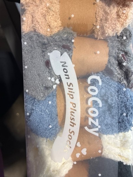Condition photo showing New/Like New for Fuzzy Socks with Grips for Women, 5 Pairs Soft Fluffy Sleep Cozy Hospital Socks Non Skid Plush Slipper Socks Gifts Twist Sock 04