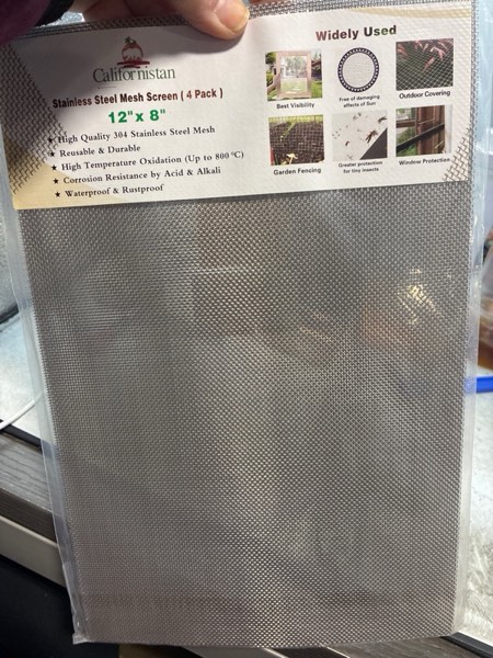 Condition photo showing item condition for Californistan Stainless Steel Wire Mesh 4-Pack 12×8 Inches – Durable, Easy to Cut & Rust-Proof 1mm H