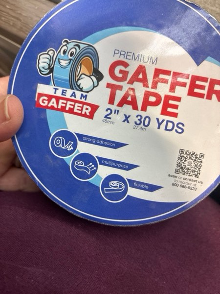 Condition photo showing New/Like New for Team Gaffer Black Professional-Grade Gaffer Tape | Water-Resistant, Heavy-Duty & No-Residue for Reliable & Convenient Repairs, Marking, Cable Management | 2 inches x 30-Yard Per Roll (1 Pack) Black (Pack of 1)
