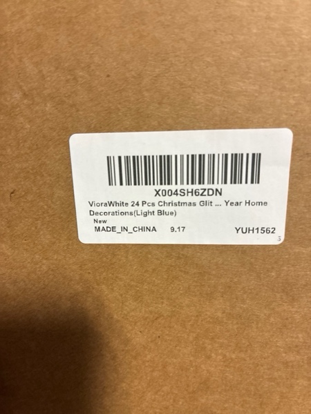 Condition photo showing New/Like New for 24 Pcs Glitter Christmas Tree Ornaments, Assorted Sizes Sequin Snowflake Shatterproof Christmas Ball Hanging Ornament Set for Xmas Holiday Party New Year Home Decorations(Light Blue)