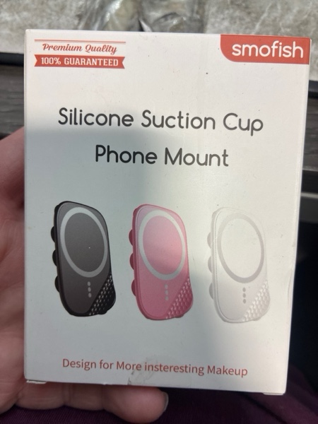 Condition photo showing New/Like New for Magnetic Suction Phone Mount for MagSafe Case, Silicone Sticky Grip Holder for iPhone 16/15/14/13/12, Removable Hands-Free Selfie/Video for TikTok Influencers, Women Gift, Black