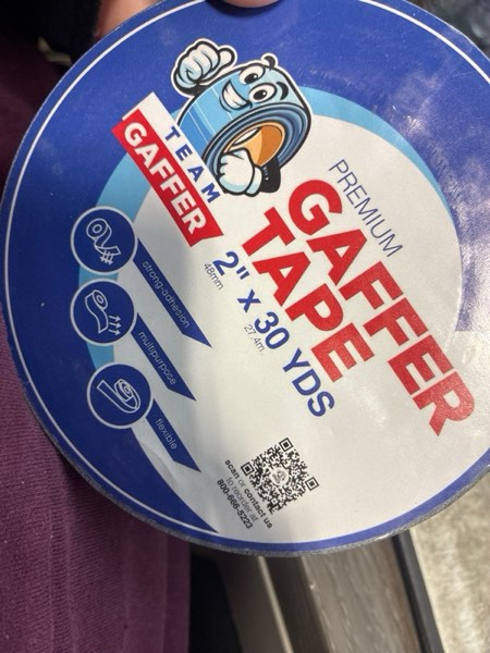 Condition photo showing New/Like New for Team Gaffer Black Professional-Grade Gaffer Tape | Water-Resistant, Heavy-Duty & No-Residue for Reliable & Convenient Repairs, Marking, Cable Management | 2 inches x 30-Yard Per Roll (1 Pack)