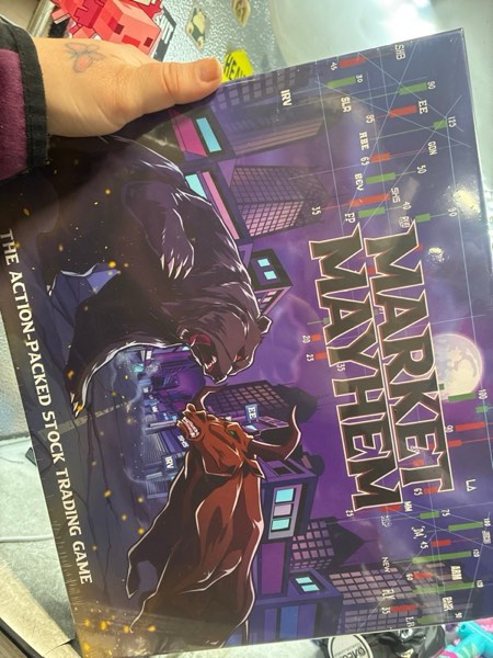 Condition photo showing New/Like New for Market Mayhem | The Action Packed Stock Trading Board Game | 2-4 Players | 90 Minutes Game Set