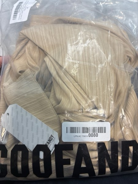 Condition photo showing New/Like New for COOFANDY Athletic Fit Dress Shirts for Men Ribbed Knit Textured Button Down Shirts 3X-Large Light Khaki